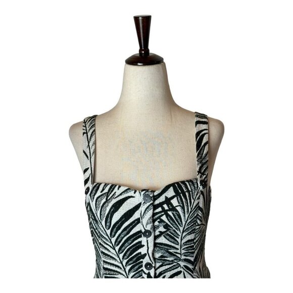 Hutch Aidy Dress Womens 10 Black Ivory Palm Print Button Front Knee Length - Picture 4 of 15